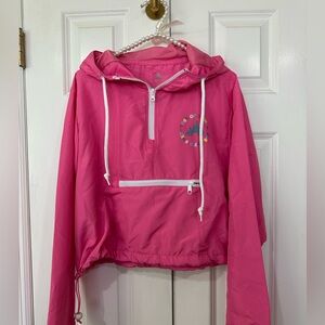 Disney Pink Crop Windbreaker with hood - size large